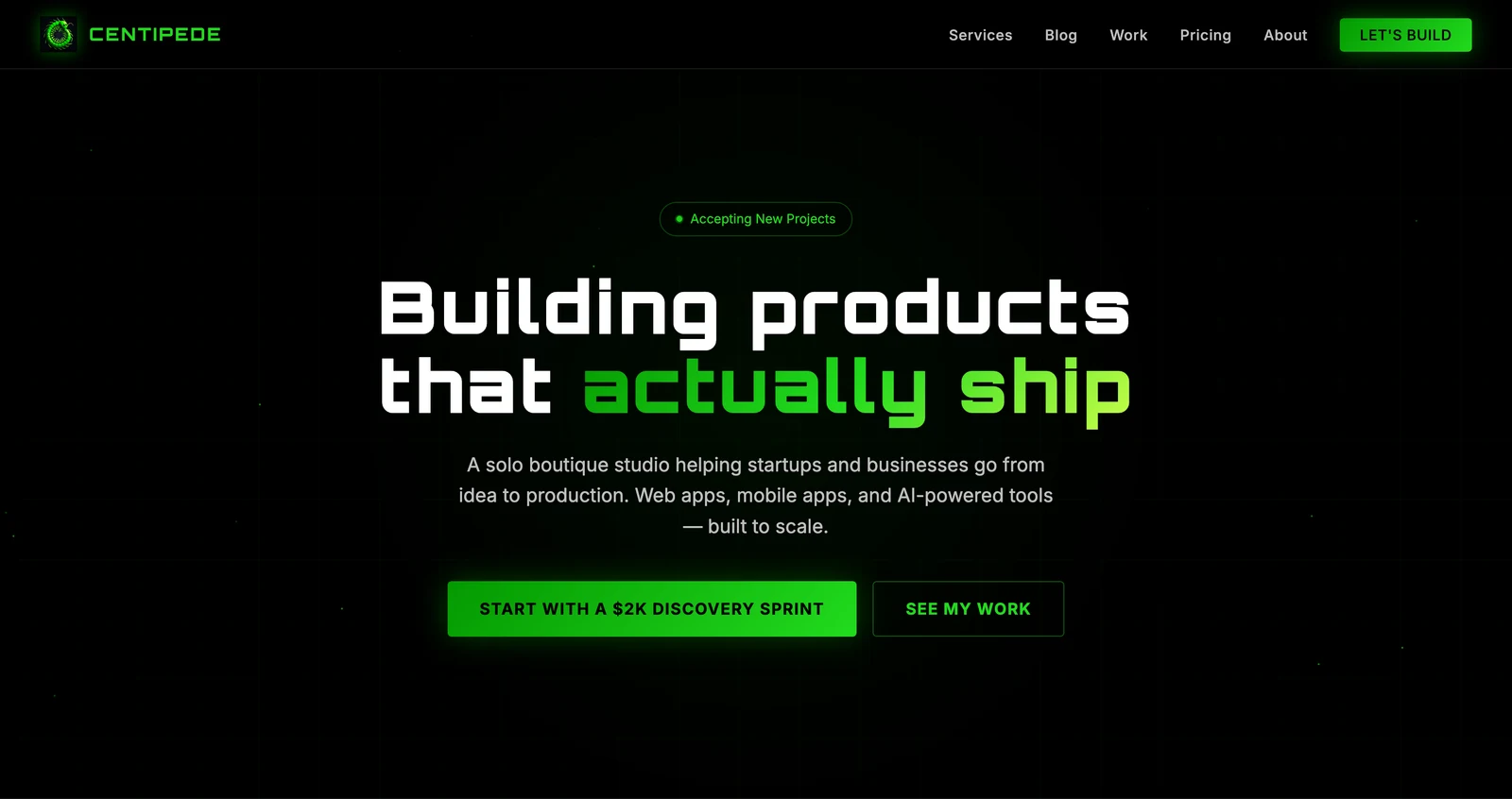 Centipede.dev homepage